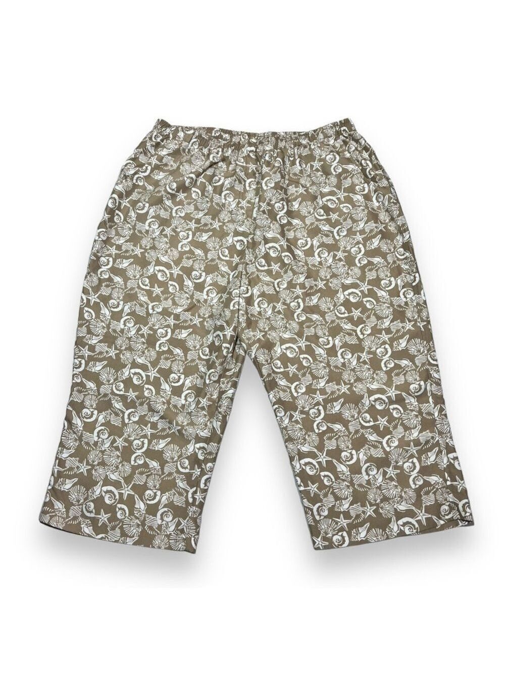 Kim Rogers Women’s Pull On Seashell Capri Pants Tan Size 18